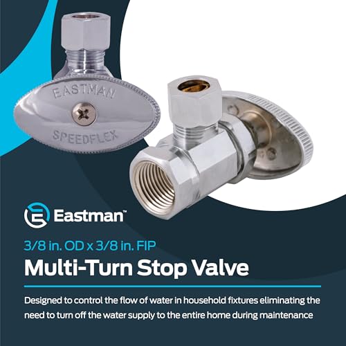 Eastman 3/8 Inch OD Compression x 3/8 Inch FIP Compression Multi-Turn Angle Stop Valve, Brass Plumbing Fitting, Chrome, 04319LF - Image 2