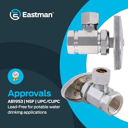 Eastman 3/8 Inch OD Compression x 3/8 Inch FIP Compression Multi-Turn Angle Stop Valve, Brass Plumbing Fitting, Chrome, 04319LF - Image 4