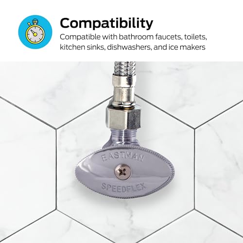 Eastman 3/8 Inch OD Compression x 3/8 Inch FIP Compression Multi-Turn Angle Stop Valve, Brass Plumbing Fitting, Chrome, 04319LF - Image 3