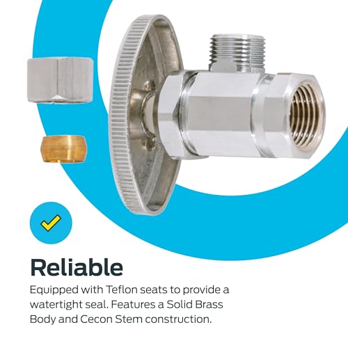 Eastman 3/8 Inch OD Compression x 3/8 Inch FIP Compression Multi-Turn Angle Stop Valve, Brass Plumbing Fitting, Chrome, 04319LF - Image 5