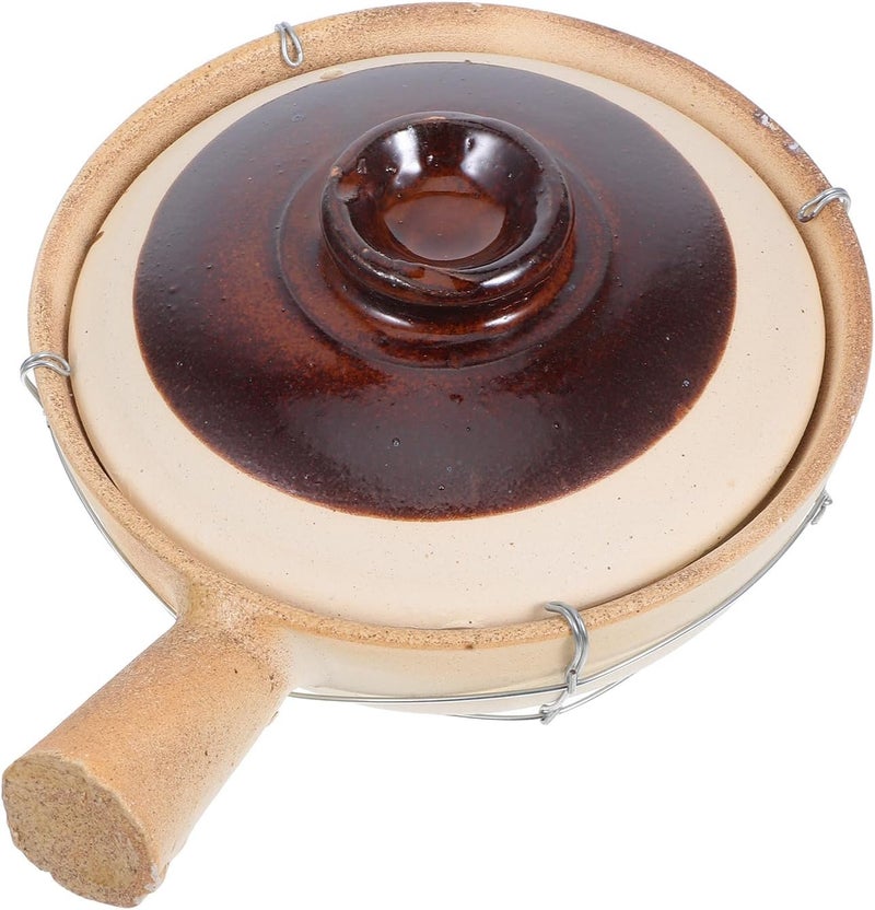 Clay Pot with Single Handle 0.5l White Earthenware Casserole for Rice Soups Stews Korean Bibimbap Cooking Pan Suitable for Family Meals and Travel - Image 1