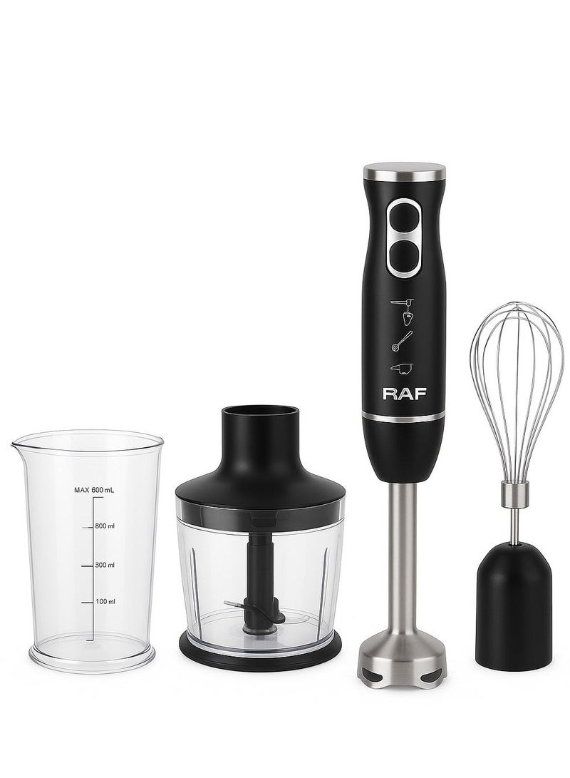RAF 4 in 1 Hand Blender Set 1600W – Powerful Stick Blender with Two Speed Switches, 4 Blades, Chopper, Whisk & 600ml Jar – Multifunction Food Processor for Juices, Smoothies & Cooking - Image 2