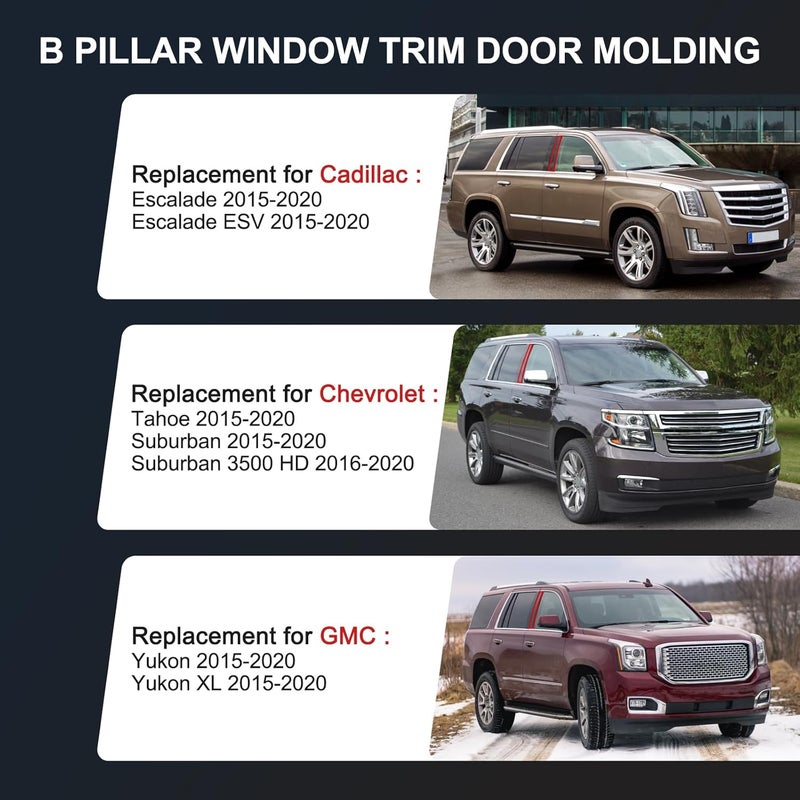 CARMOCAR Outer B Pillar Door Window Trim Molding 926-242 Right Replacement for Cadillac Escalade ESV, Chevrolet Suburban, Chevy Tahoe, GMC Yukon XL (2015-2020) - Image 3