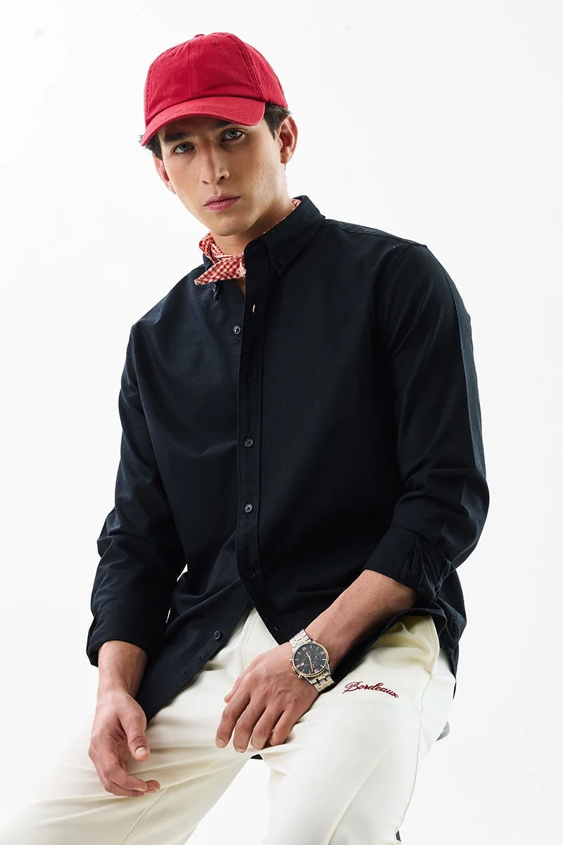 سنيتش Black Solid Long Sleeve Slim Fit Formal Core Lab Shirt