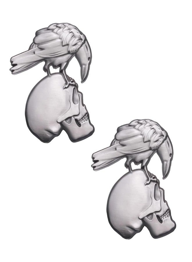 Ximimark 2 pcs Crow Skull Alloy Brooch Gothic Enamel Pins Halloween Jewelry Gift - Image 1