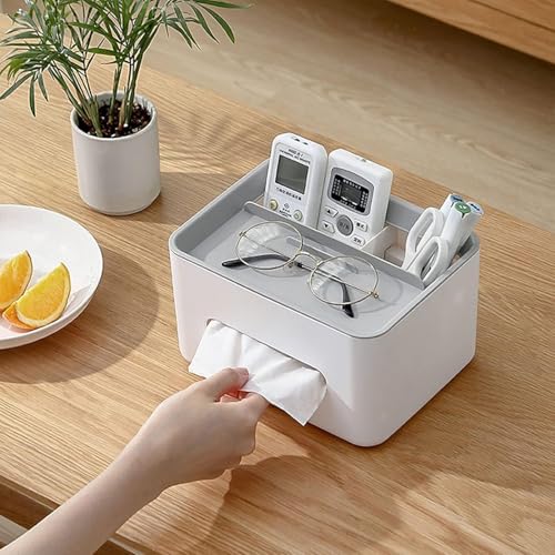 MosQuick® Multi-Functional Desk Organizer Tissue Box Holder mobile stand organiser 3 Compartment pen stand for desk Stationery Storage Office Table Accessories Decor for Home blue & white - Image 5