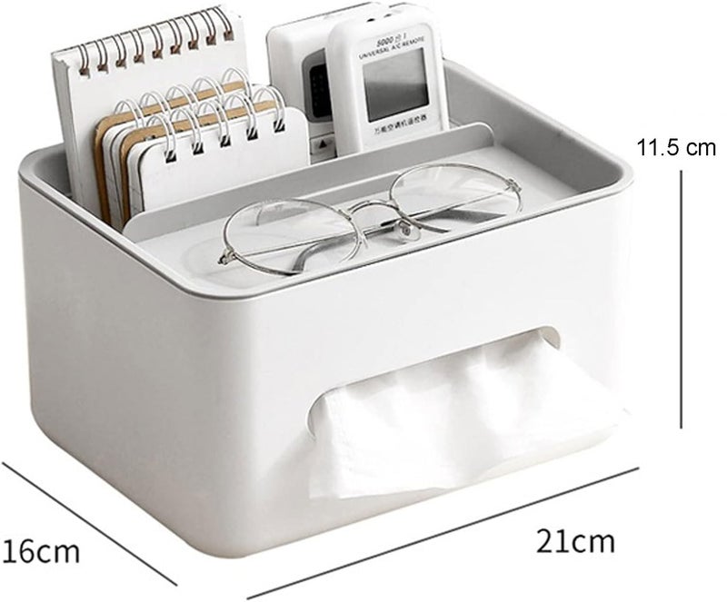 MosQuick® Multi-Functional Desk Organizer Tissue Box Holder mobile stand organiser 3 Compartment pen stand for desk Stationery Storage Office Table Accessories Decor for Home blue & white - Image 3