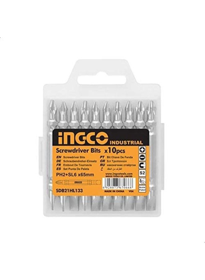 INGCO Sdb21Hl133 Screwdriver Bit Silver Set Of 10 Pieces