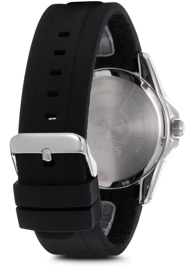 لوراس Rs931Ax9 ساعة رياضية كوارتز مقاومة للماء حتى عمق 100 متر بسوار سيليكون أسود - Image 3