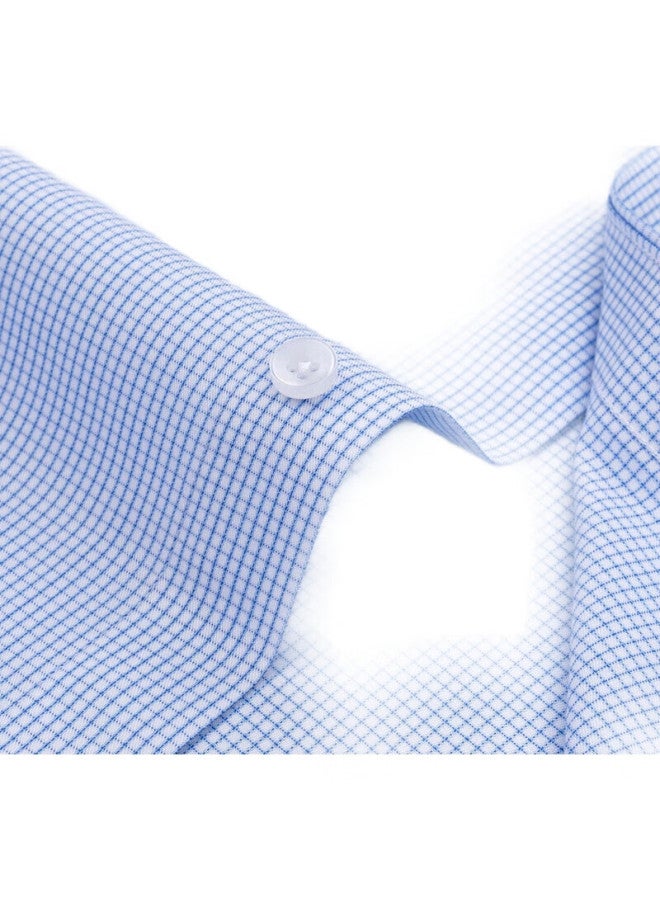 FIRS Men'S Dp Wrinkle-Free Long Sleeve Cotton Striped Shirt For Spring And Autumn Business Formal Wear, Pure Cotton, Blue Plaid, Size 43 - Image 2