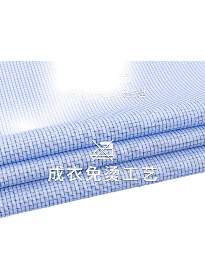 FIRS Men'S Dp Wrinkle-Free Long Sleeve Cotton Striped Shirt For Spring And Autumn Business Formal Wear, Pure Cotton, Blue Plaid, Size 43 - Image 3