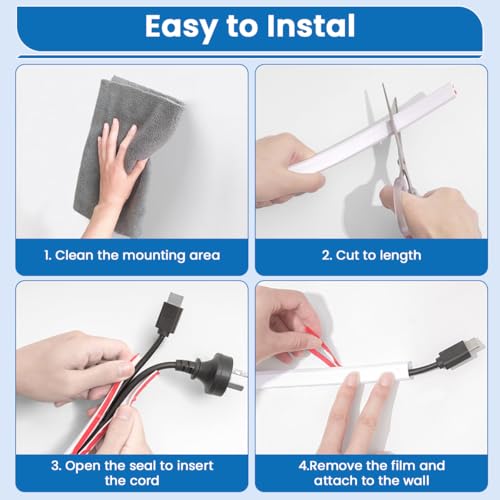 Serplex® Floor Cord Hide, 6.6ft PVC Self-Adhesive Wire Cover, Flexible & Cuttable Cable Hider for Home & Office, Soft Wall Wire Covers for Floor Cable Management Protector Prevent Trips Cord Cavity - Image 3