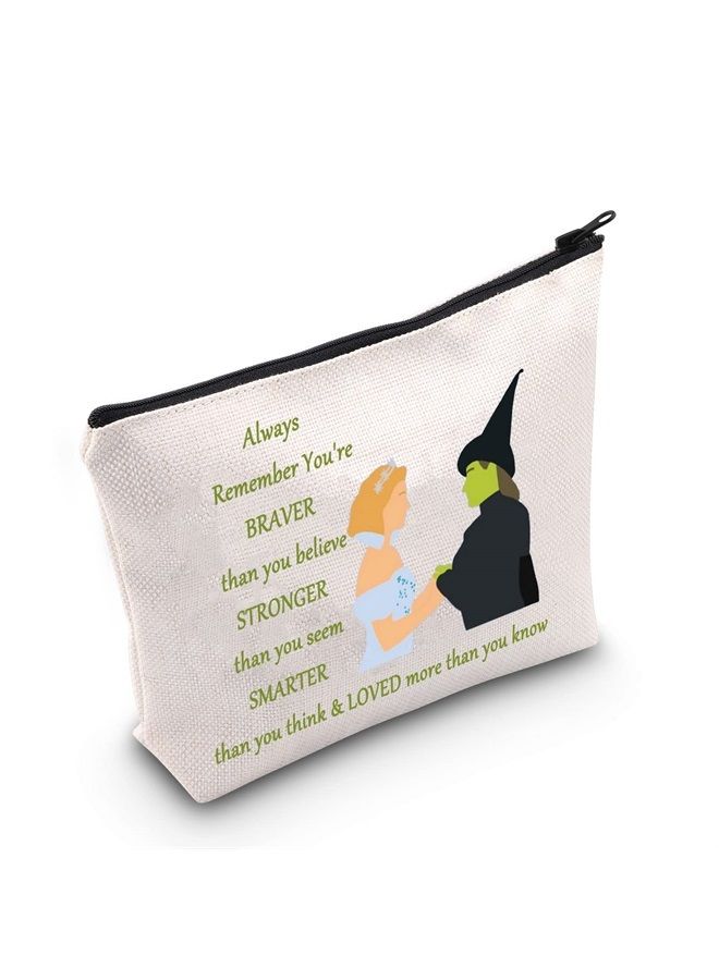 LEVLO Elphaba And Glinda Cosmetic Make Up Bag Musical Theatre Lover Gift You Are Braver Stronger Smarter Than You Think Makeup Zipper Pouch Bag (Elphaba And Glinda) - Image 1
