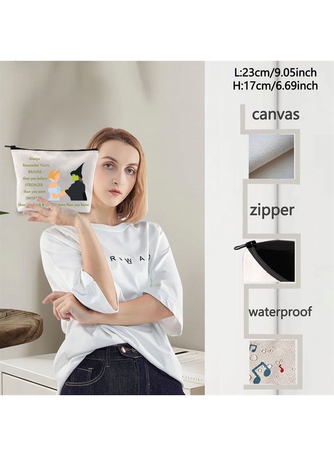 LEVLO Elphaba And Glinda Cosmetic Make Up Bag Musical Theatre Lover Gift You Are Braver Stronger Smarter Than You Think Makeup Zipper Pouch Bag (Elphaba And Glinda) - Image 3