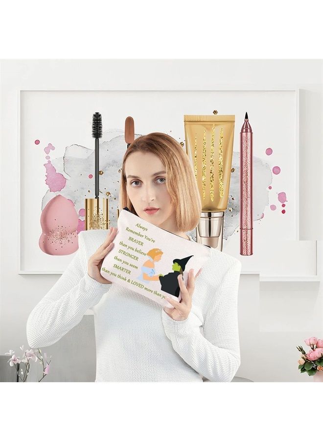 LEVLO Elphaba And Glinda Cosmetic Make Up Bag Musical Theatre Lover Gift You Are Braver Stronger Smarter Than You Think Makeup Zipper Pouch Bag (Elphaba And Glinda) - Image 2