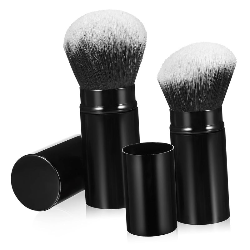 SMASOLO 2Pcs Retractable Powder Brush Durable Makeup Brushes with Comfortable Grip for for Face Powder and Blush Application - Image 1