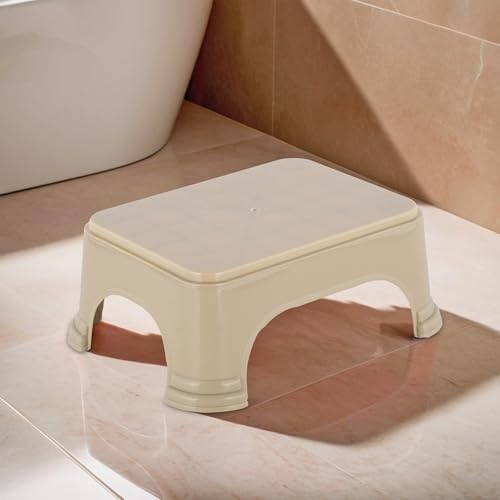 Kuber Industries Durable Bathroom Stool for Bathing | Comfortable Indoor Machiya for Sitting | Senior Citizens Bath Stool & Adults Patla Chair for Home | Plain P6 - Beige - Image 1