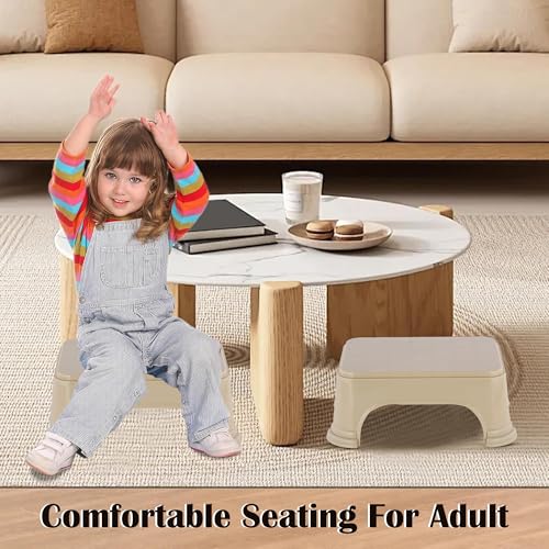 Kuber Industries Durable Bathroom Stool for Bathing | Comfortable Indoor Machiya for Sitting | Senior Citizens Bath Stool & Adults Patla Chair for Home | Plain P6 - Beige - Image 4