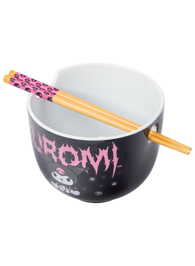 Silver Buffalo Sanrio Hello Kitty and Friends Kuromi Ceramic Ramen Noodle Rice Bowl with Chopsticks, Microwave Safe, 20 Ounces - Image 1