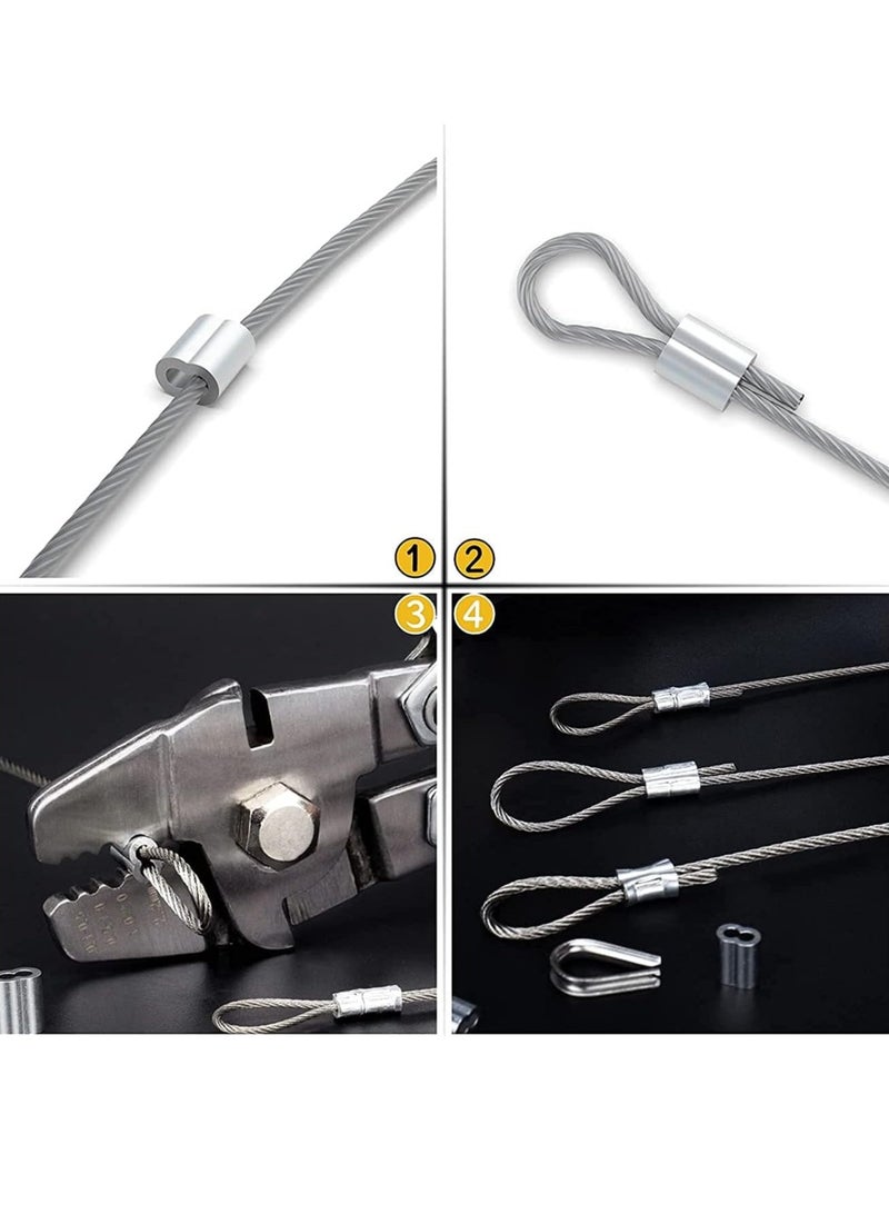 Excefore 50 Pcs Aluminum Sleeves, Clips Aluminum Crimping Loop Sleeve Clips with Double Ferrules, Aluminum Crimping Loop Sleeve 3/16", Cable Ferrule Wire Rope Sleeves Loop Sleeve  - Image 5