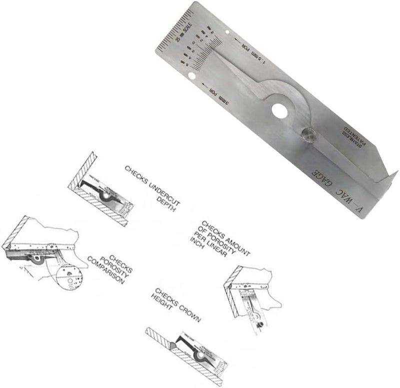 Utoolmart V-WAC Type Undercut Gauge, Metric Single Fillet Weld Depth Gauge, Stainless Steel Welding Measure Inspection Tools for Welding Inspection, Checks Undercut, Crown Height, Porosity 1 pcs - Image 5