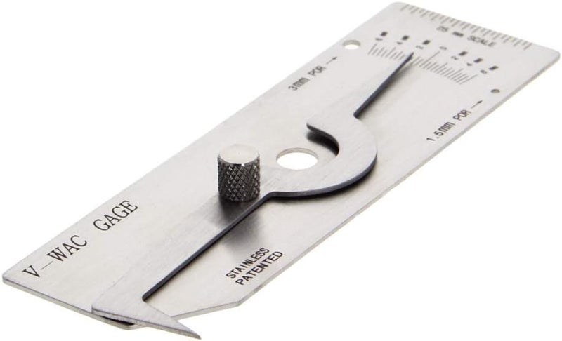 Utoolmart V-WAC Type Undercut Gauge, Metric Single Fillet Weld Depth Gauge, Stainless Steel Welding Measure Inspection Tools for Welding Inspection, Checks Undercut, Crown Height, Porosity 1 pcs - Image 1