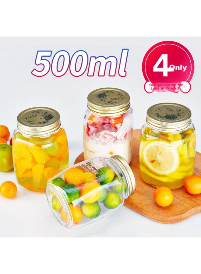 Scybe Glass Storage Jars, Honey Bottles, Glass Containers For Condiments, Pickles, 500ml, Set Of 4 - Image 2