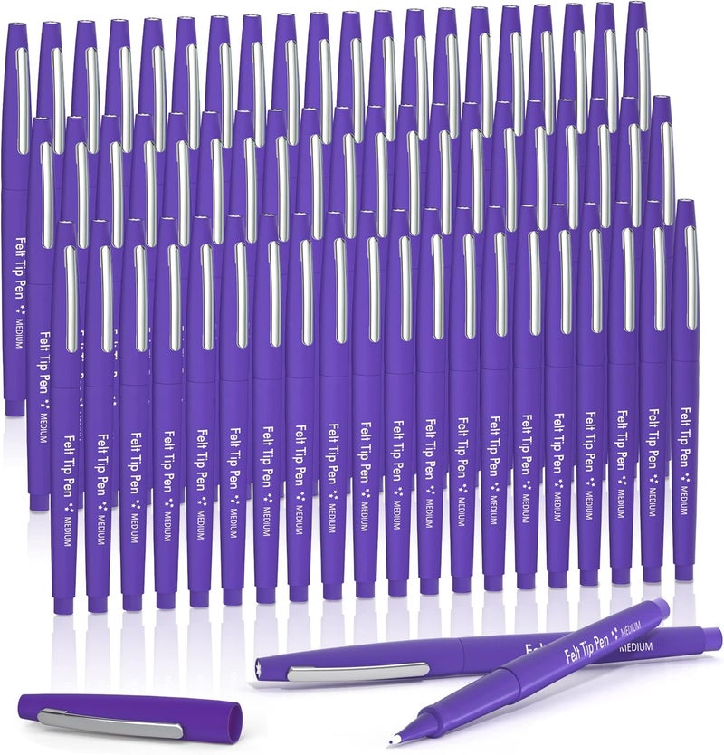 Lelix Felt Tip Pens, 60 Purple Pens, 0.7mm Medium Point, Felt Tip Markers Pens for Journaling, Writing, Note Taking, Planner, Perfect for Art Office and School Supplies - Image 1
