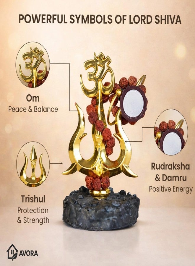 AVORA Resin Mahadev Trishul Murti for Home Temple, Car Dashboard & Office | Compact Lord Shiva Idol for Puja, Meditation & Spiritual Decor | Shiv Showpiece 8.5×6.5×11 cm - Image 3