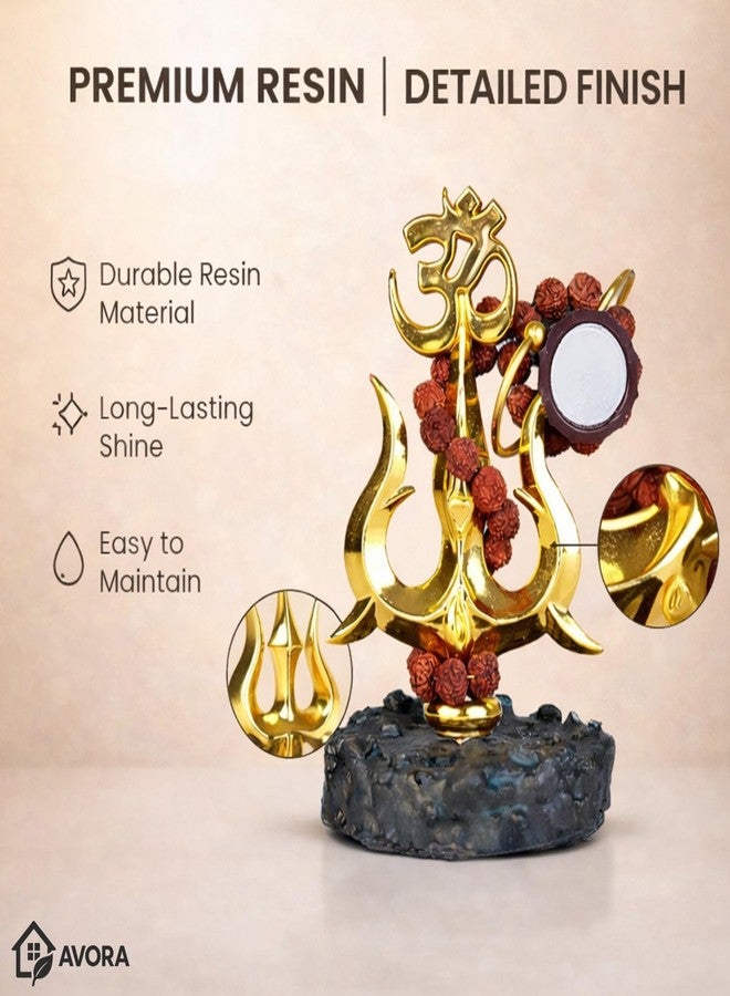 AVORA Resin Mahadev Trishul Murti for Home Temple, Car Dashboard & Office | Compact Lord Shiva Idol for Puja, Meditation & Spiritual Decor | Shiv Showpiece 8.5×6.5×11 cm - Image 4