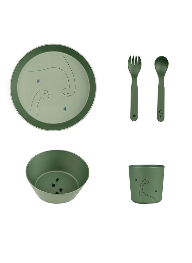 Citron Unbreakable Tableware Set, 100% Organic, Reusable, Biodegradable, Environment Friendly, And Unbreakable - Dino Green - Image 1