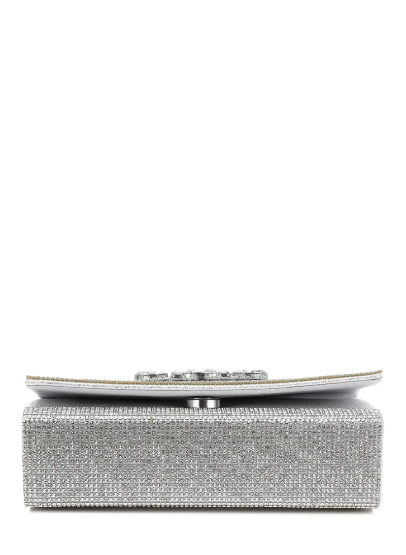 London Rag Mini Top Handle Rhinestone Bag in Silver