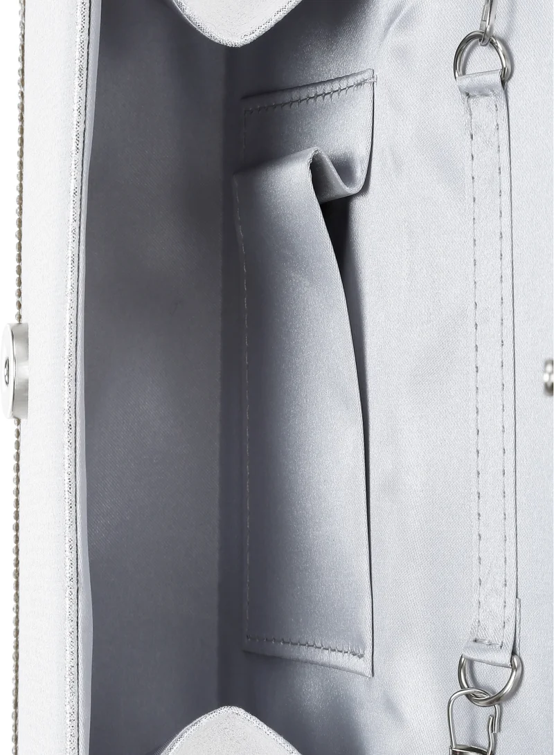 London Rag Mini Top Handle Rhinestone Bag in Silver
