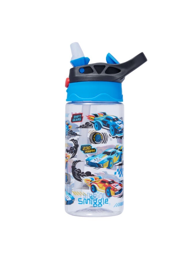 Smiggle Racing Car Theme 430ml Kids Straw Water Bottle - Image 1