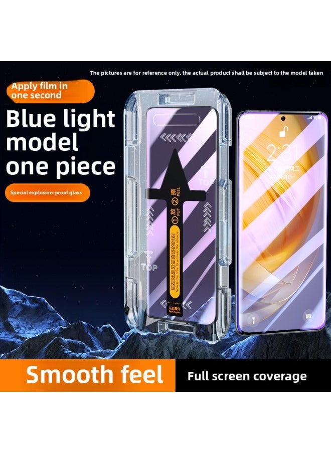 Generic For Opporeno11 Tempered Film Reno10 Mobile Phone Film Rneo9pro Full Screen Coverage Opp7por-Colour:Second Sticker Warehouse★1 Piece Of Blu-ray★Kunlun Explosion-proof Glass* Film Can Be Applied In One Second* Special For Handicapped People-Size:OPPO Reno9 Pro+  - Image 1