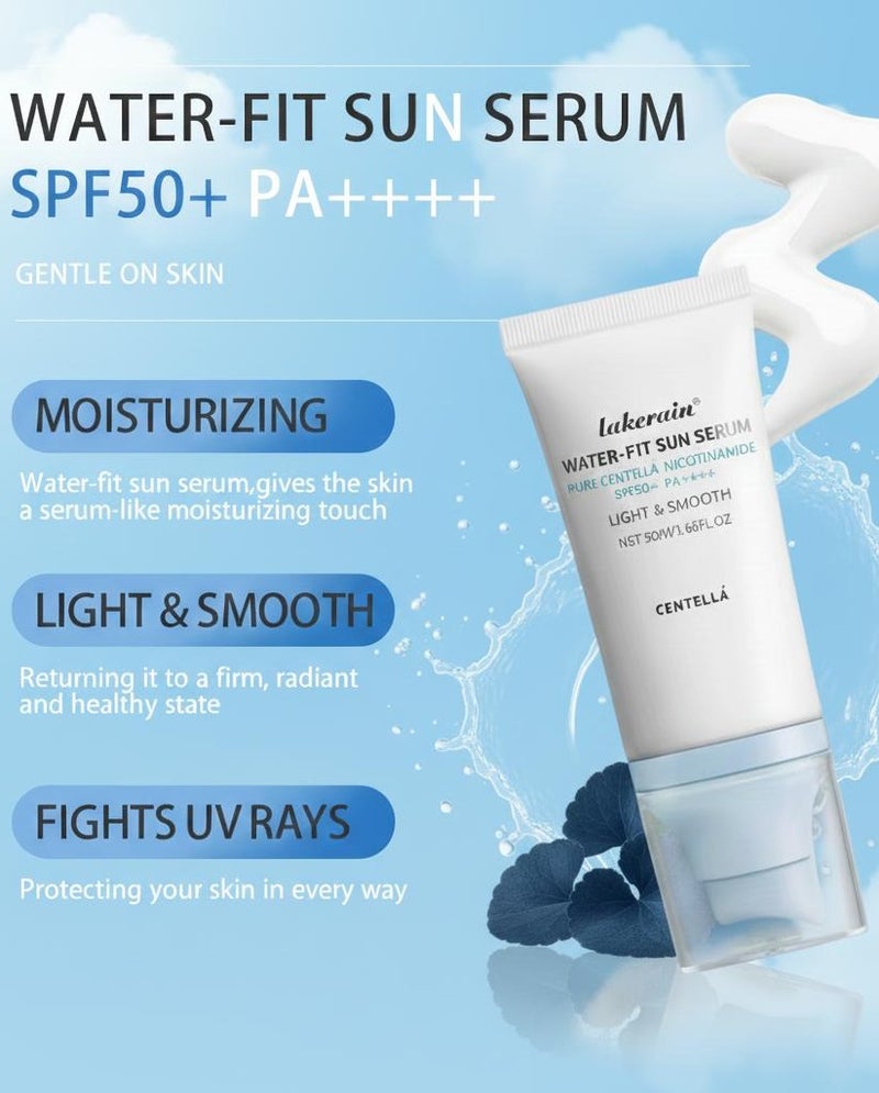 lakerain Hyalu Cica Water-Fit Sun Serum SPF 50+ PA++++ | Lightweight Face Sunscreen with Centella & Niacinamide | No White Cast, Hydrating UV Protection | 50ml - Image 2