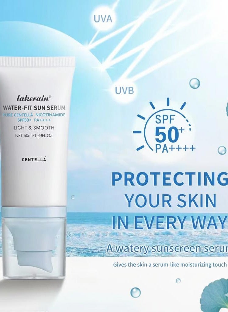 lakerain Hyalu Cica Water-Fit Sun Serum SPF 50+ PA++++ | Lightweight Face Sunscreen with Centella & Niacinamide | No White Cast, Hydrating UV Protection | 50ml - Image 3