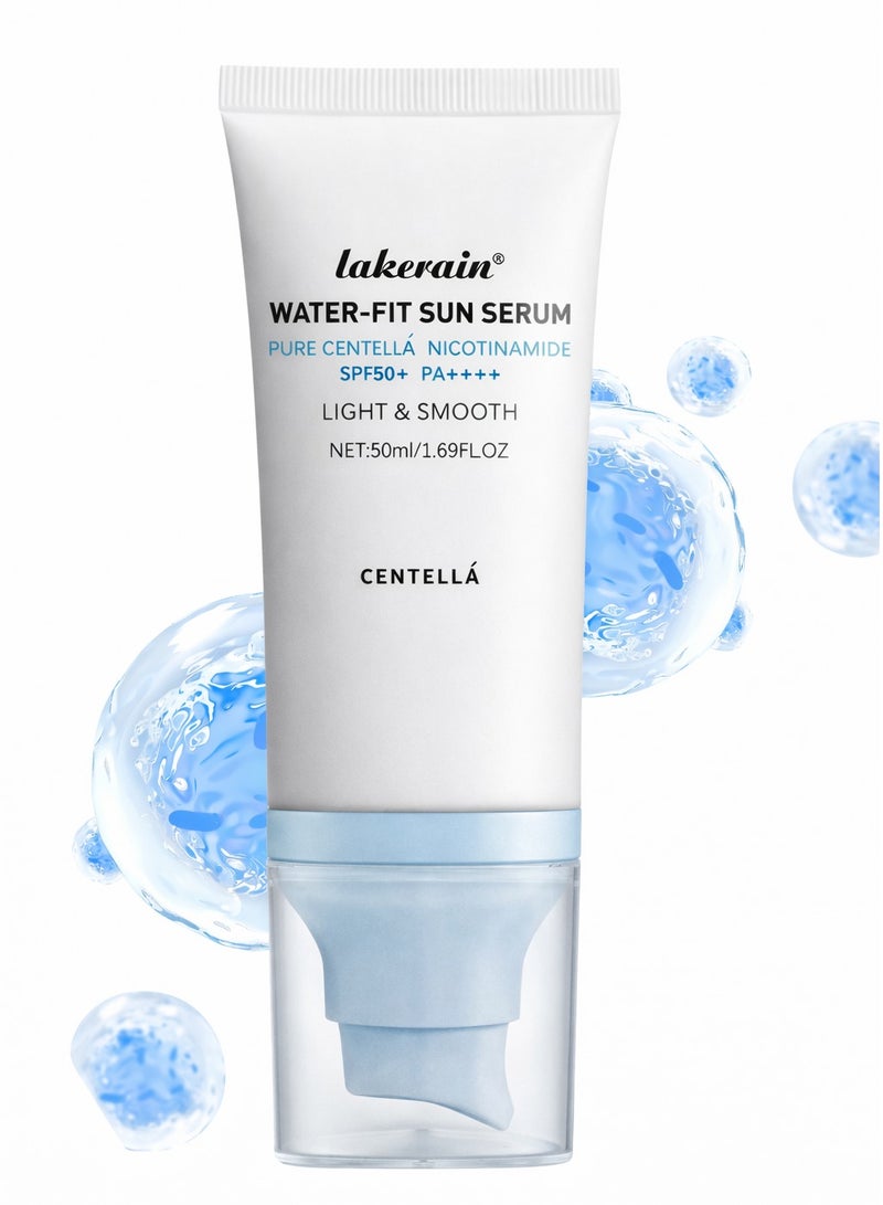 lakerain Hyalu Cica Water-Fit Sun Serum SPF 50+ PA++++ | Lightweight Face Sunscreen with Centella & Niacinamide | No White Cast, Hydrating UV Protection | 50ml - Image 1