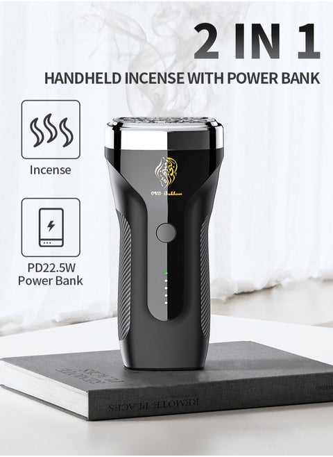Handheld Style Incense Burner with Portable Charger PD22.5W 8000mAh Type C In & 2 Out Power Bank Fast Charging