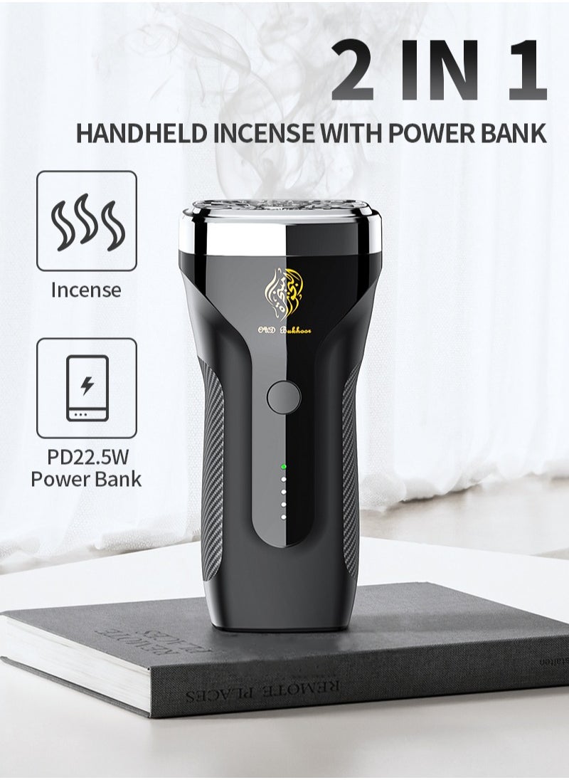 Oud Bukhoor - Handheld Style Incense Burner with Portable Charger PD22.5W 8000mAh Type C In & 2 Out Power Bank Fast Charging - Image 1