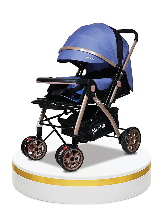 Nurtur Wilder Baby/Kids Travel Stroller 0 3 Years, Storage Basket, Detachable Food Tray, 5 Point Safety Harness, Adjustable Backrest, Reversible Handle