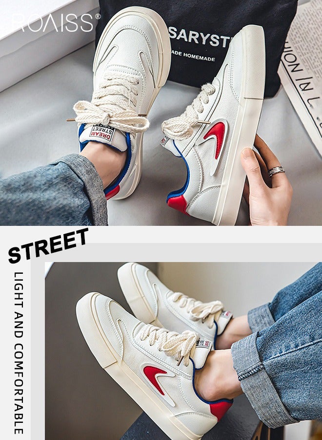 roaiss Stylish Patchwork Chunky Sneakers for Men Retro Rope Shoelaces Decor Sports Shoes Soft Sole Lightweight Shock Absorption Walking Shoes Mens Wear Resistant Outdoor Skateboard Shoes Colorblock Sneakers - Image 2