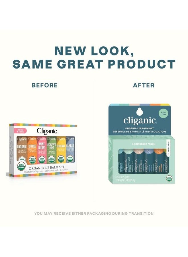 Cliganic Organic Lip Balm Set 4.25gx6 - Rainforest Fresh, Certified USDA Organic  - Image 3