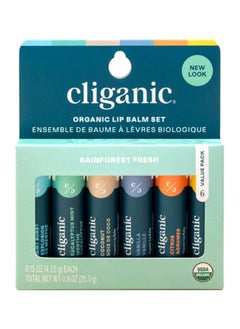 Cliganic Organic Lip Balm Set 4.25gx6 - Rainforest Fresh, Certified USDA Organic  - Image 1