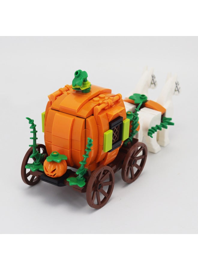Loquat MOC Building Blocks Carriage Assembly  Scene Decoration Pumpkin Carriage Transport Model Holiday Decoration-Color:Pumpkin Carriage - Image 3