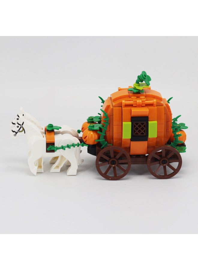 Loquat MOC Building Blocks Carriage Assembly  Scene Decoration Pumpkin Carriage Transport Model Holiday Decoration-Color:Pumpkin Carriage - Image 4