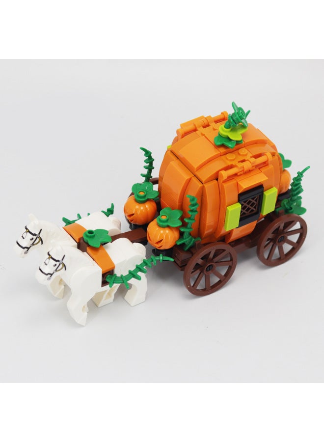 Loquat MOC Building Blocks Carriage Assembly  Scene Decoration Pumpkin Carriage Transport Model Holiday Decoration-Color:Pumpkin Carriage - Image 5