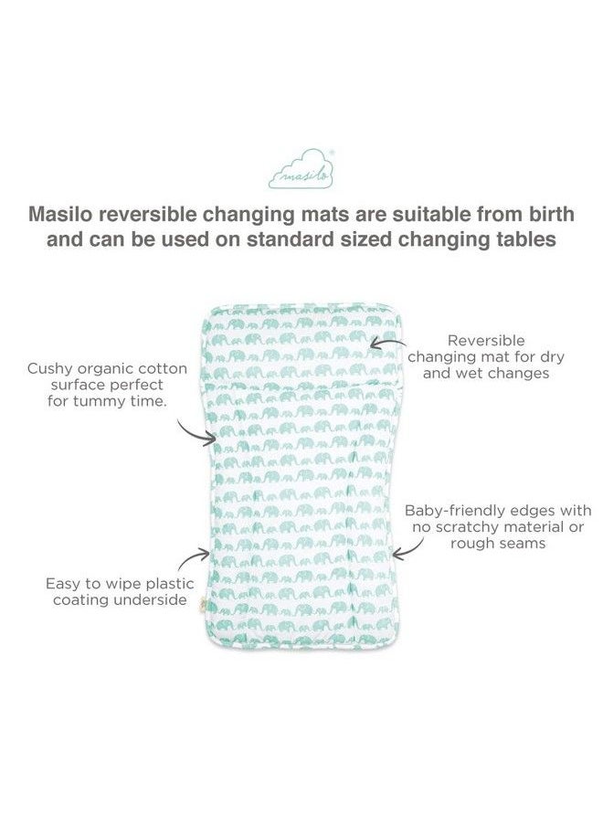 Masilo Organic Cotton Baby Changing Mat For Newborn Baby Essentials Unisexelephant Green  - Image 3
