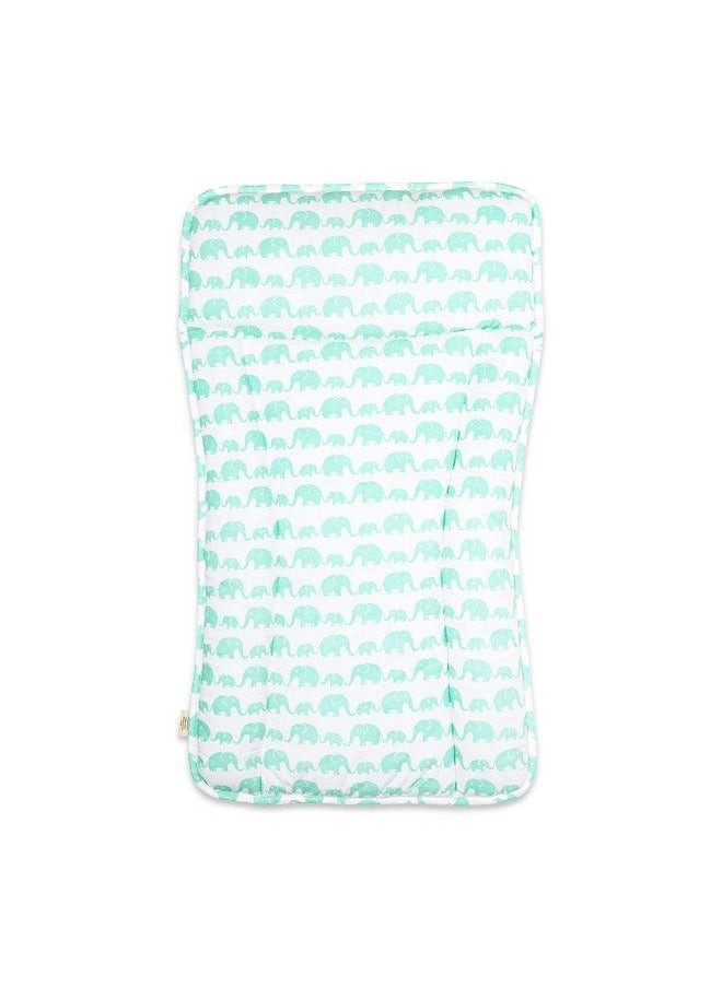Masilo Organic Cotton Baby Changing Mat For Newborn Baby Essentials Unisexelephant Green  - Image 2
