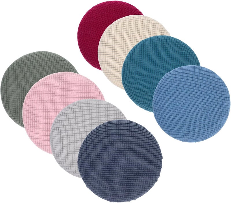 TIDTALEO 8pcs Elastic Round Bar Stool Covers Set Stretchy Plush Fleece Cushion Slipcovers for 11.8-14.2 Inch Bar Chairs Multi-Color Seat Protectors for Dining Room - Image 1